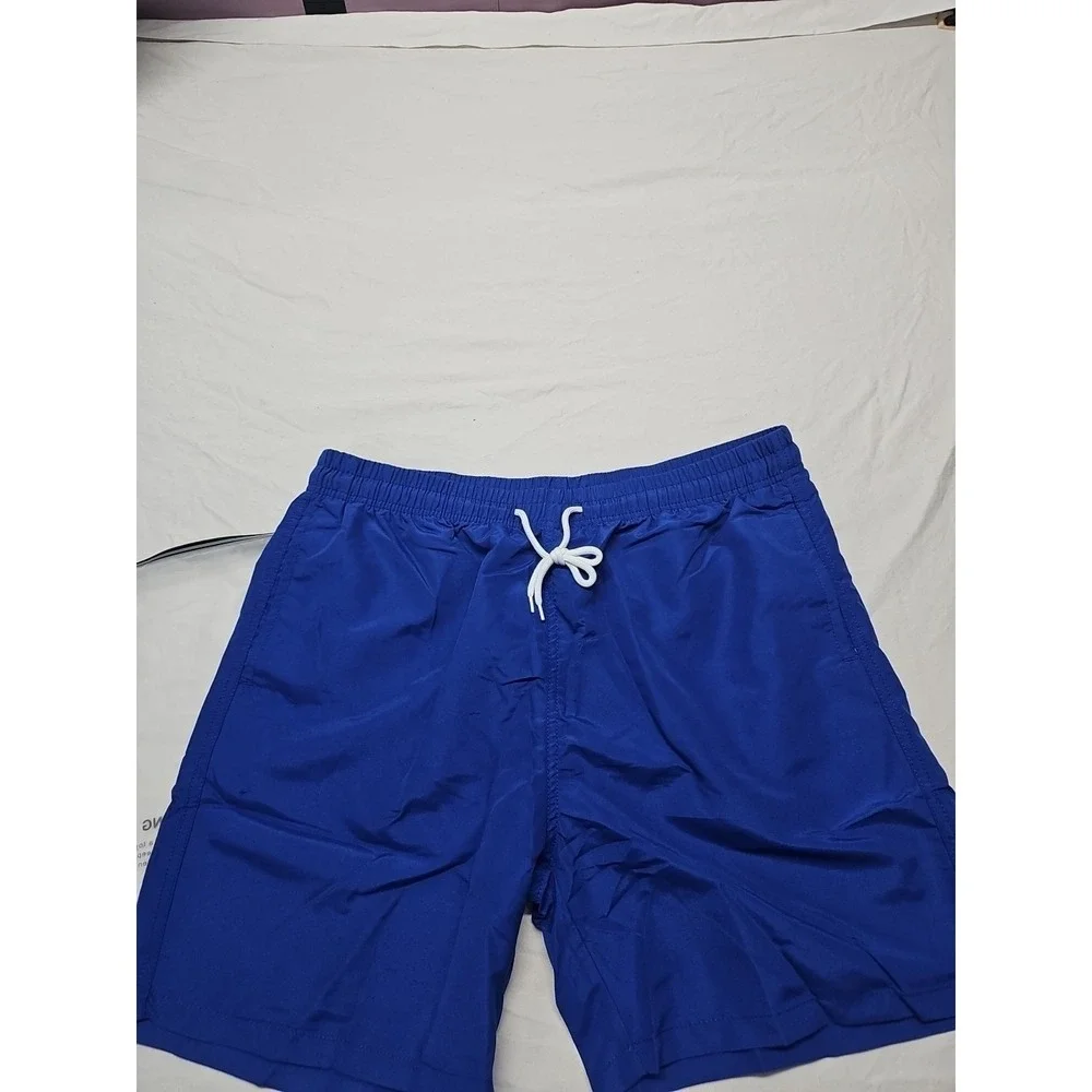 Manfinity Mens Blue Drawstring Swim Trunks Pockets Bottoms Size‎ Xl